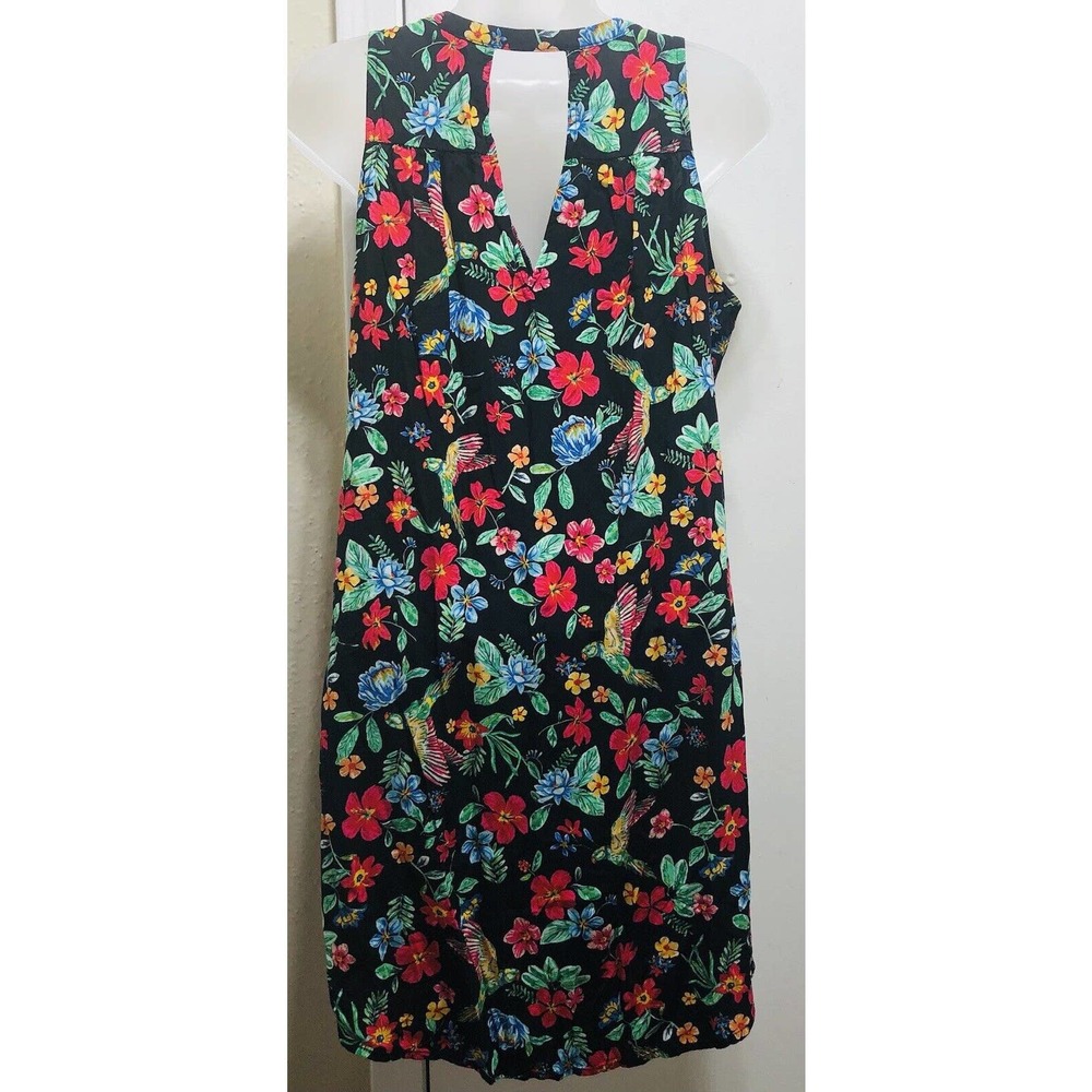 Old Navy Black Floral Dress Sz M Womens Midi Sundress Sleeveless Stretchy A6